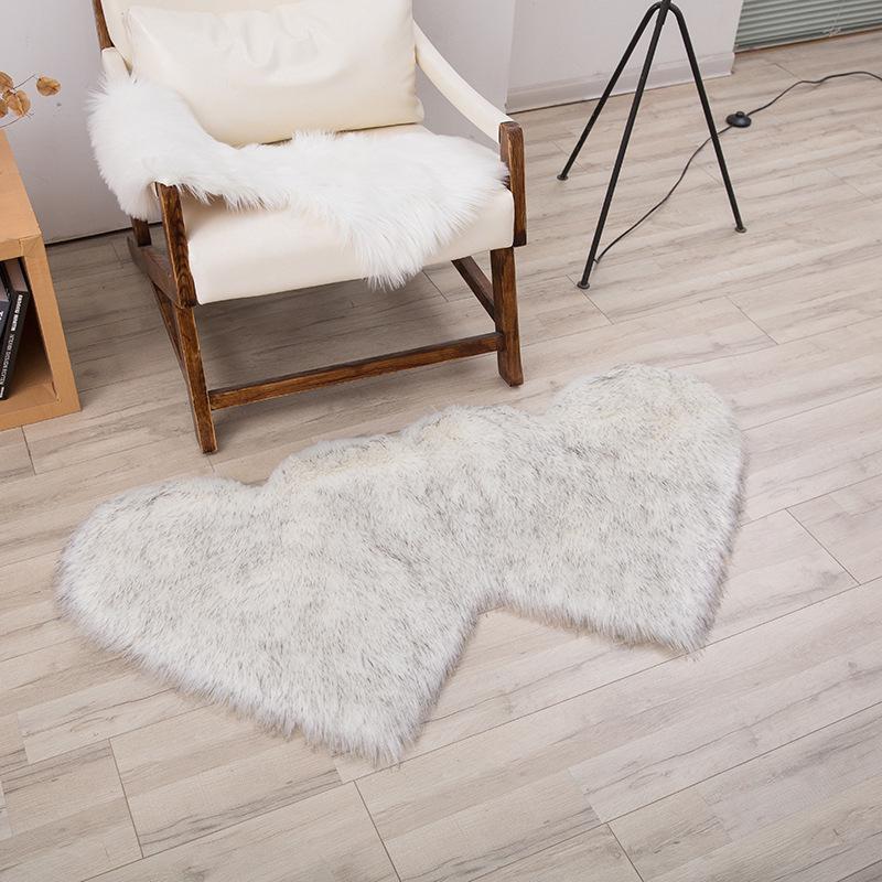 Tappeto in Lana Sintetica a Forma di Cuore Doppio - Tappeto per Soggiorno, Camera da Letto, Divano, Tavolino, Tappetino Spesso per Pavimento