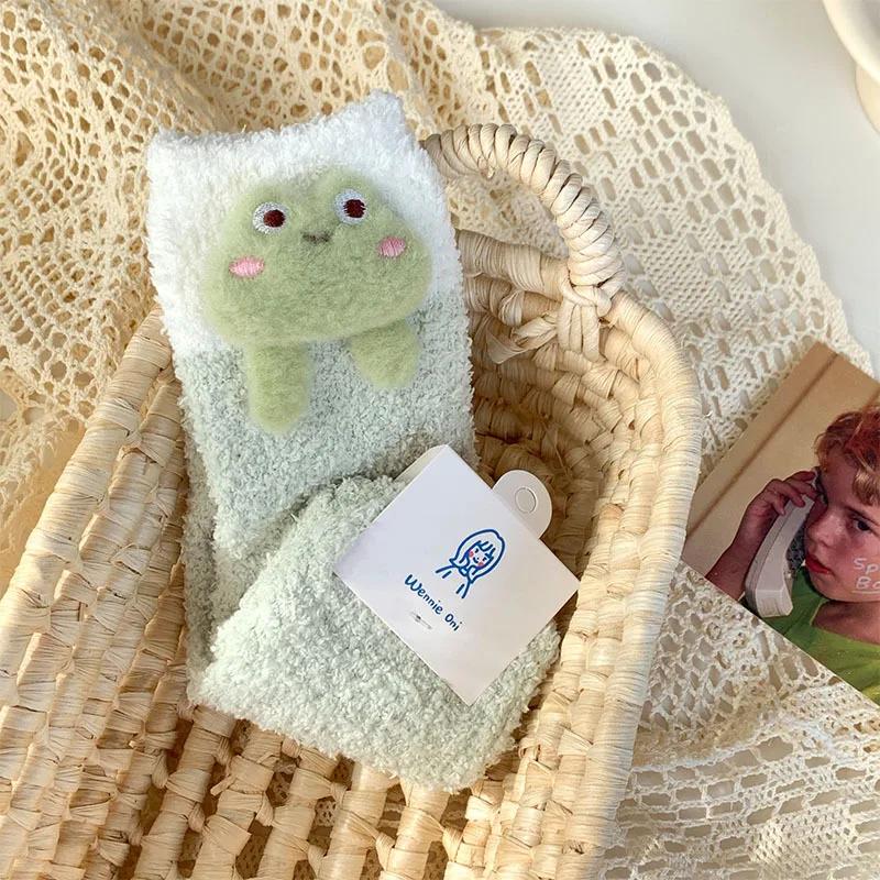 Șosete Drăguțe Desen Animat Femei Toamnă Iarnă Groase Calde de Podea Dormit Șosete Coral Velvet Termice Lolita Kawaii Șosete Cadouri de Crăciun
