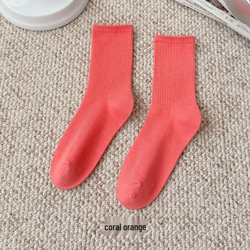 Bunte Damen Kniehohe Candy Color Scrunch Socken - Trendy, Ganzjährig, Mittelhoher Schaft, Einfache Tanz Baumwollsocken