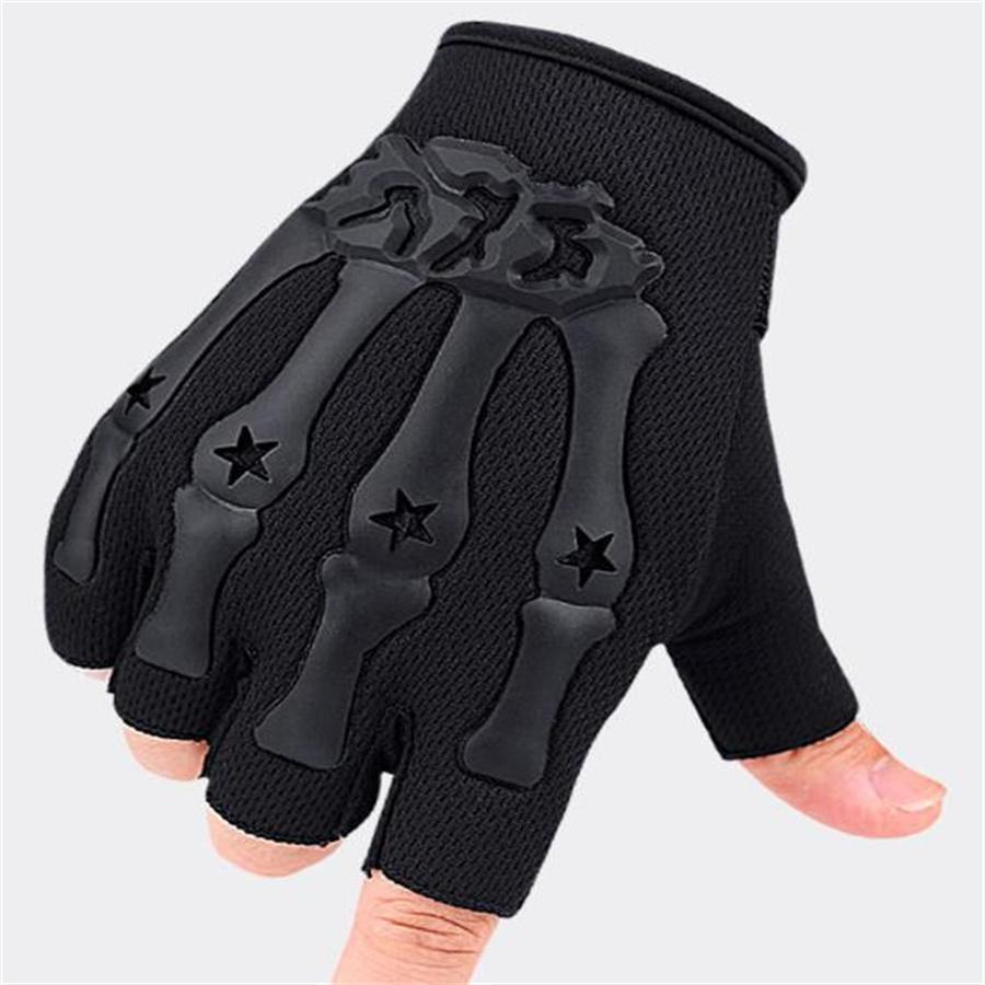 

Skeleton Print Half Finger Tactical Gloves, Anti-Slip Protective Gloves for Cycling & Outdoor L чёрный