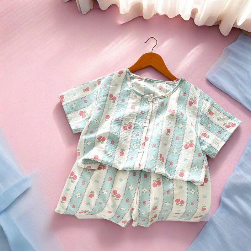 Children's Short Sleeved Set Summer Cotton Cartoon Two-piece Home Suit