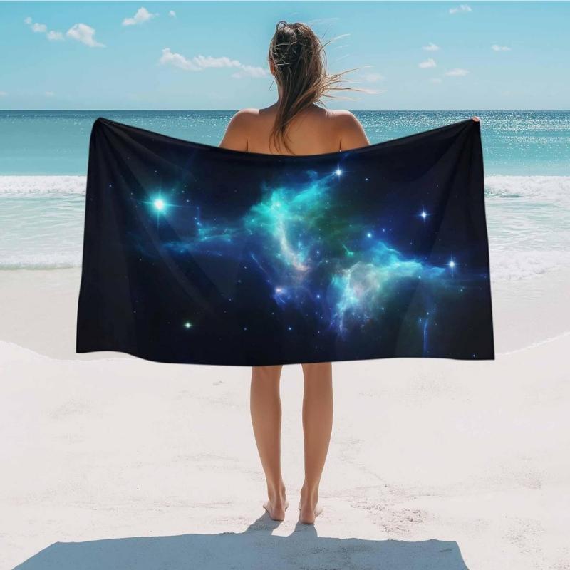 

Beach Towel Blue Galaxy Bath Pool Towels Fantasy Stars Starry Night Absorbent Beach Towel Soft Large Quick Lightweight Camping W30*H60(CM)