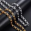 9mm Stainless Steel Link Hexagon Neck Chain Necklace for Women Men Handmade Geometric Chunky Choker Punk Rock Boy Metal Jewelry