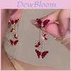 Animal Zodiac Alloy Long Dangle Earrings With Glittering Butterfly Design For Women