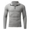 Men Long Sleeve Zipper Stand Collar Striped Thick Casual Polo Shirt