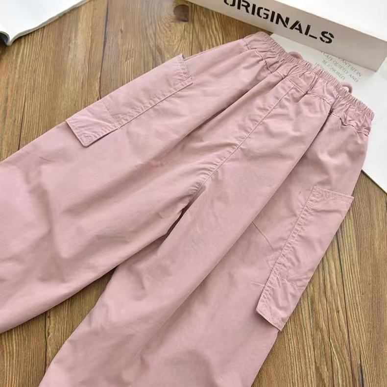 Autumn Fashionable Kids Cargo Joggers Ankle Pants Casual Trousers Light Breathable Summer Outfit