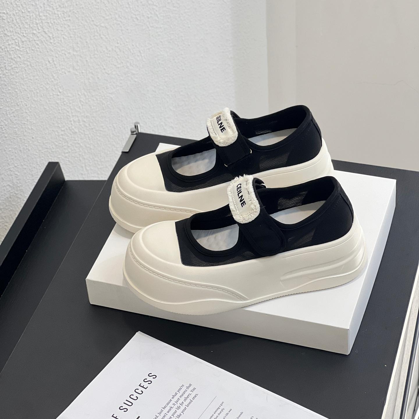 

[Fanfna] Дышащие новые туфли Мэри Джейн на платформе весна-лето 2025, туфли с большой головой, на подошве-маффин, маленькие белые туфли, женский тренд 40