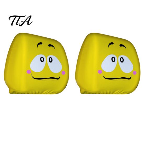 Breathable Polyester Headrest Protectors Car Cover, Funny Horror Cartoon Print, Stretchy Seat Universal Fit Vehicle Interior Decor Protector,