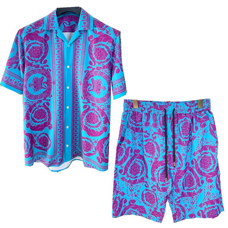 Fashion Hawaiian Suit Print Men Shirt 2Pcs Set luxury 3D Print Holiday Set Short Sleeve Casual Shirt Beach Two Piece Man Sets