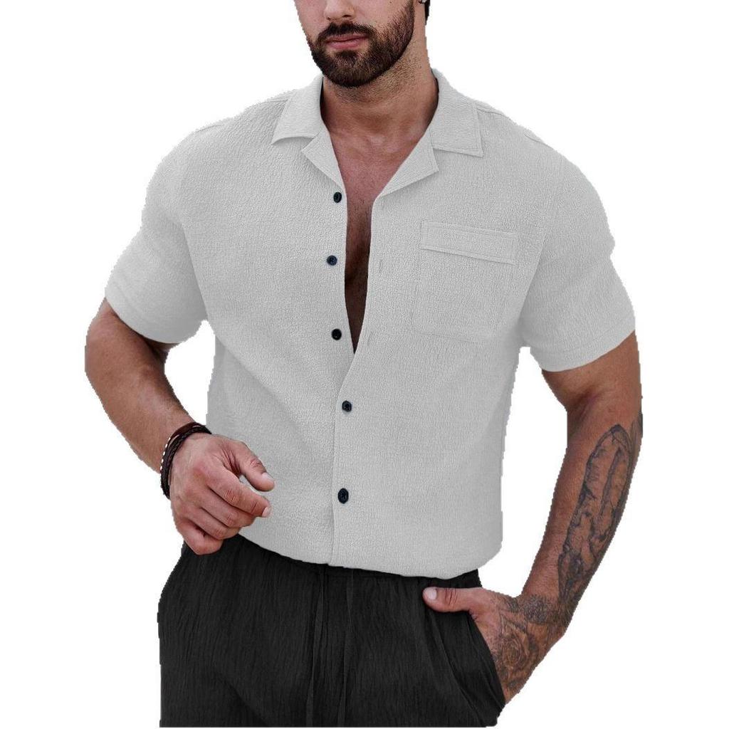 Herren Hemden Kurzarm Hemden mit Knöpfen Knitterfrei Lässig Bequem Urlaubs Strand Sommer Oberteile Weich Leicht Guayabera Hemd für Herren