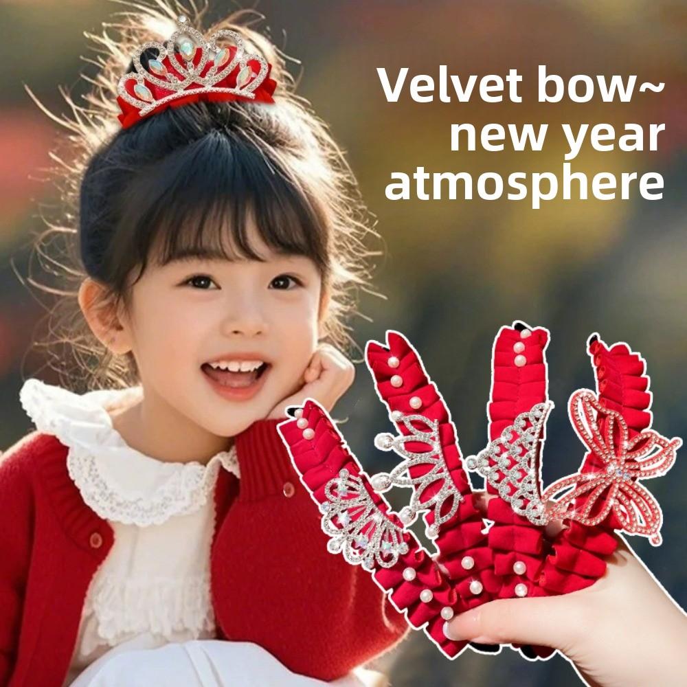 High Ponytail Fixed Artifact Children's New Year Crown Pearl Hair Clip Crab Women/Kids