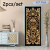 2 stuks Europese retro gouden decoratieve deur muurstickers zelfklevende entree gang achtergrond muurstickers woonkamer bedr