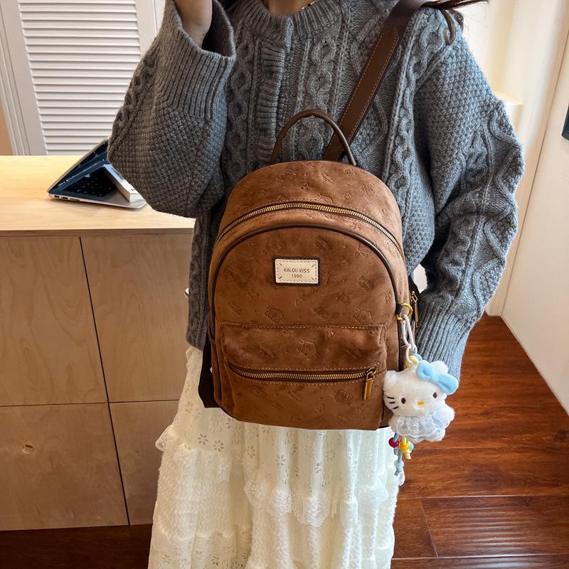 2025 American Retro Brown Large-Capacity Versatile Handbag Backpack