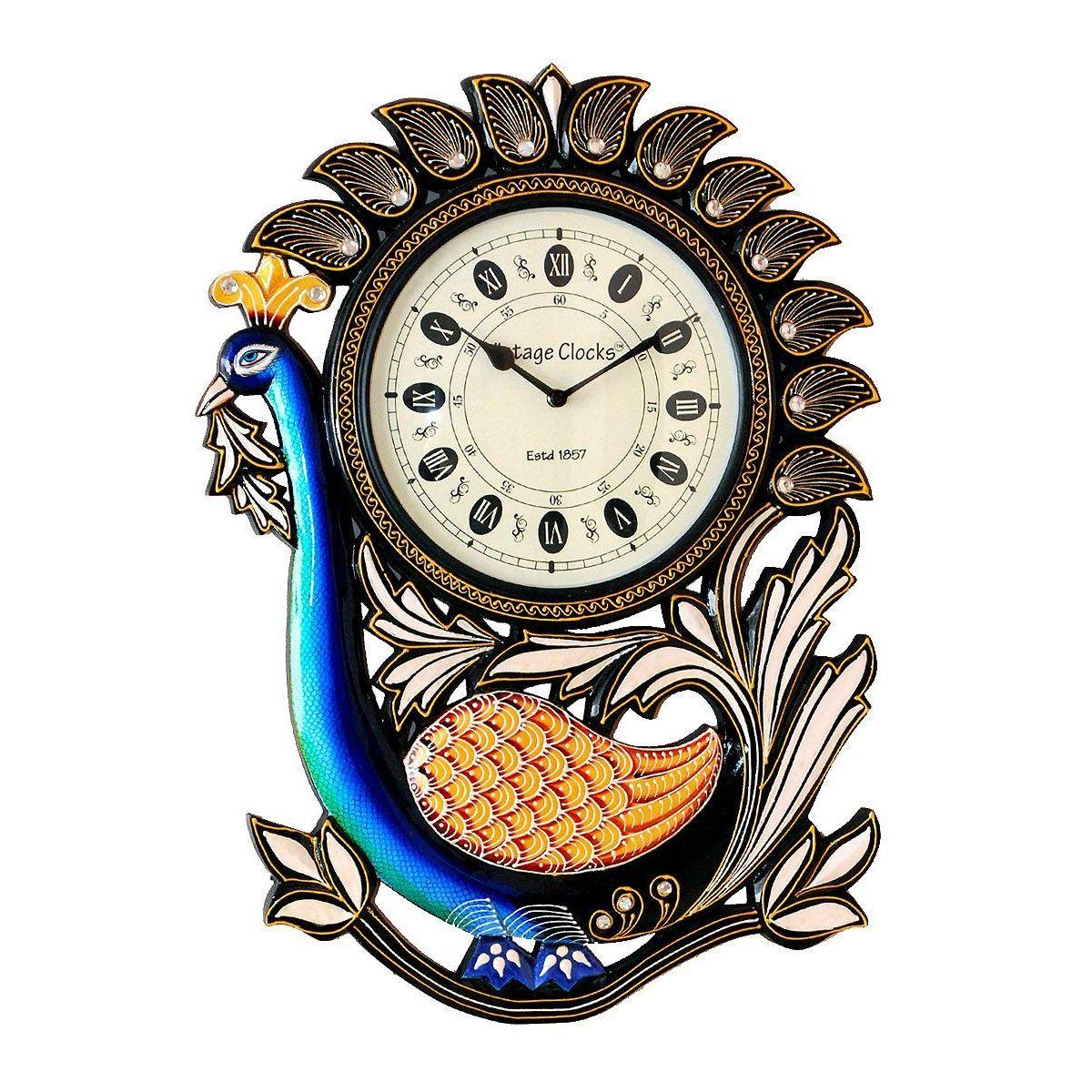 

Vintage Clock Peacock Design