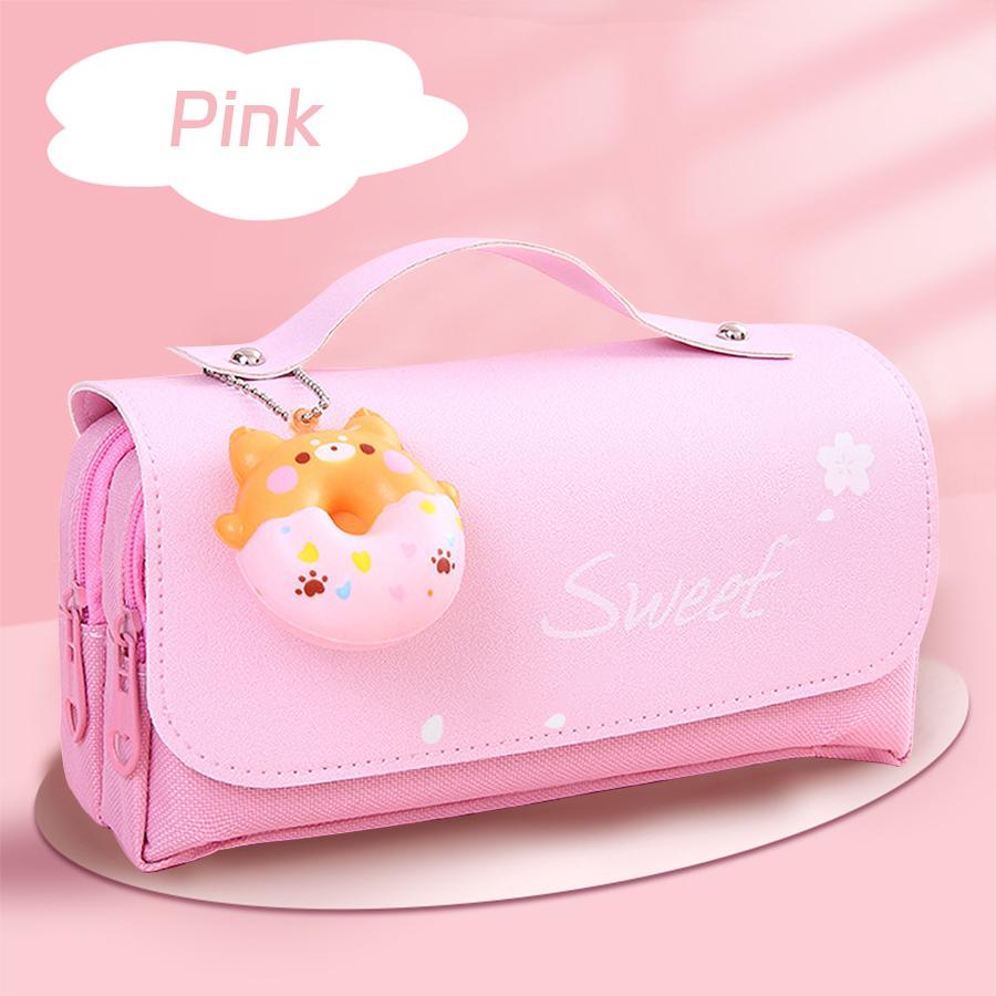 

Kawaii Pencil Case Large Capacity 3 Layers Pouch Waterproof Pu Pen Boxs Holder Organizer Cute School Supplies Stationery