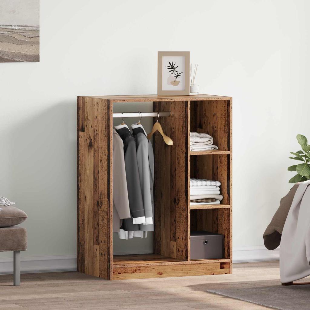 Kleiderschrank mit Regal und Stauraum Altholz-Optik 77 x 48 x 102 cm