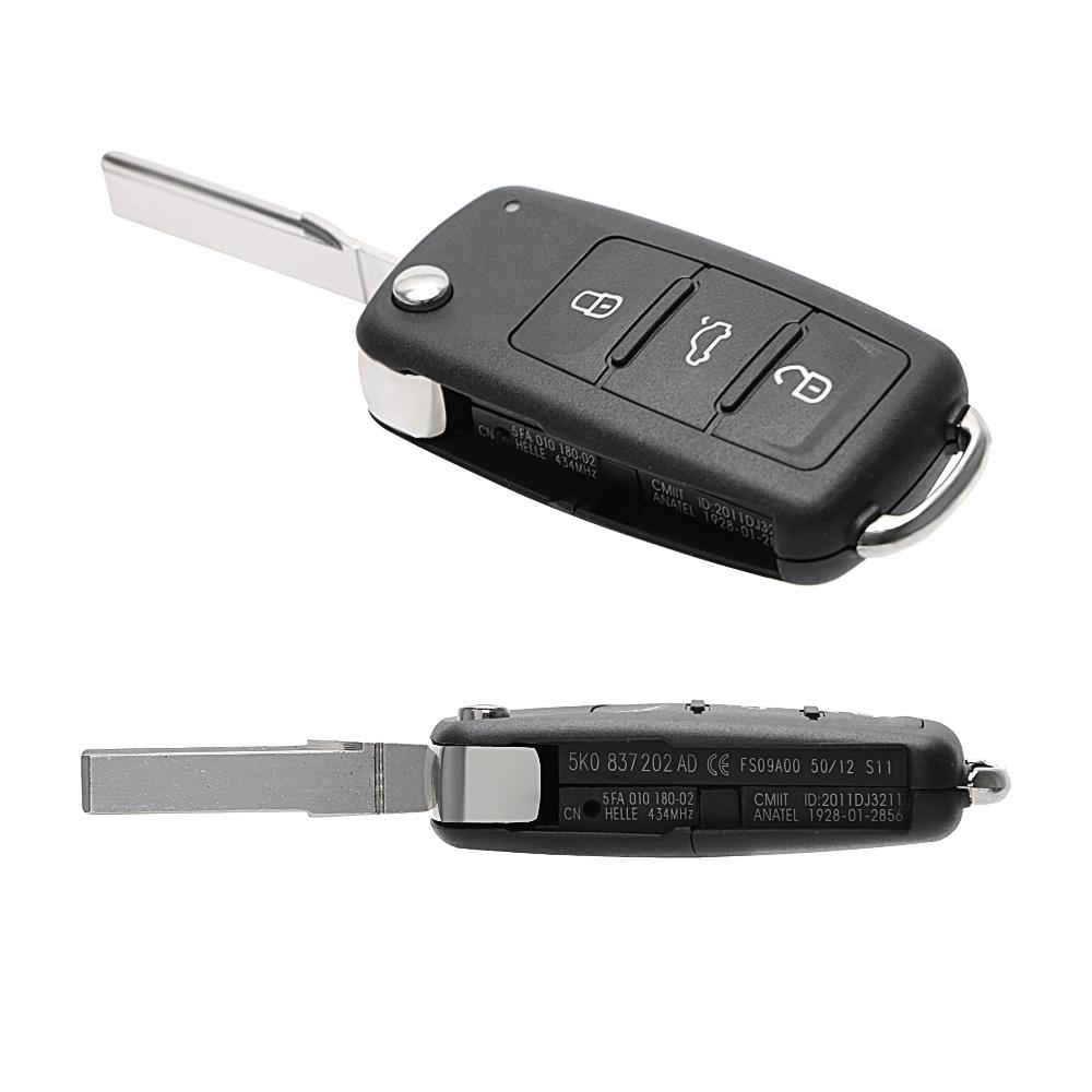 3 Buttons Car Key Shell Remote Flip for Beetle/Caddy/Eos/Golf/Jetta/Polo/Scirocco/Tiguan/Touran/UP VW Blank Keys Cover Case