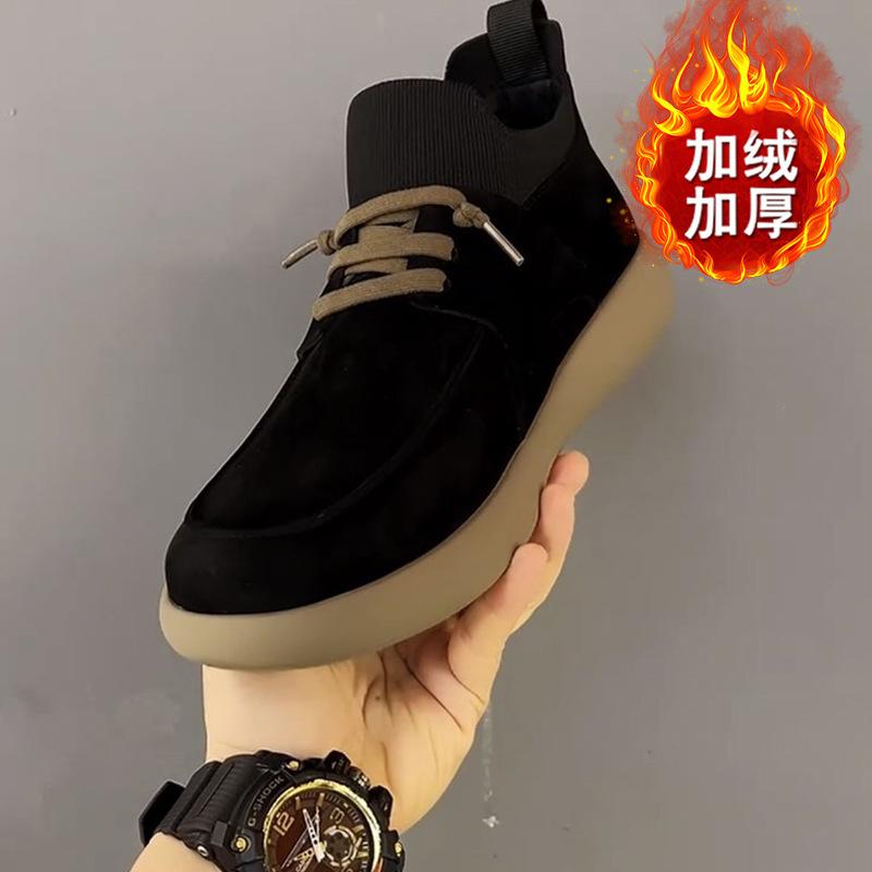 2025 Spring New Small Soft Leather Business Velvet One-pedal Comfortable Round Head Fashion Versatile Soft Sole Leather Shoes Men's Shoes