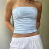 Strapless Women Tube Tops Cropped Off Shoulder Backless Short Tank Summer Party Club Stripedsolid Mini Vest 2024 New