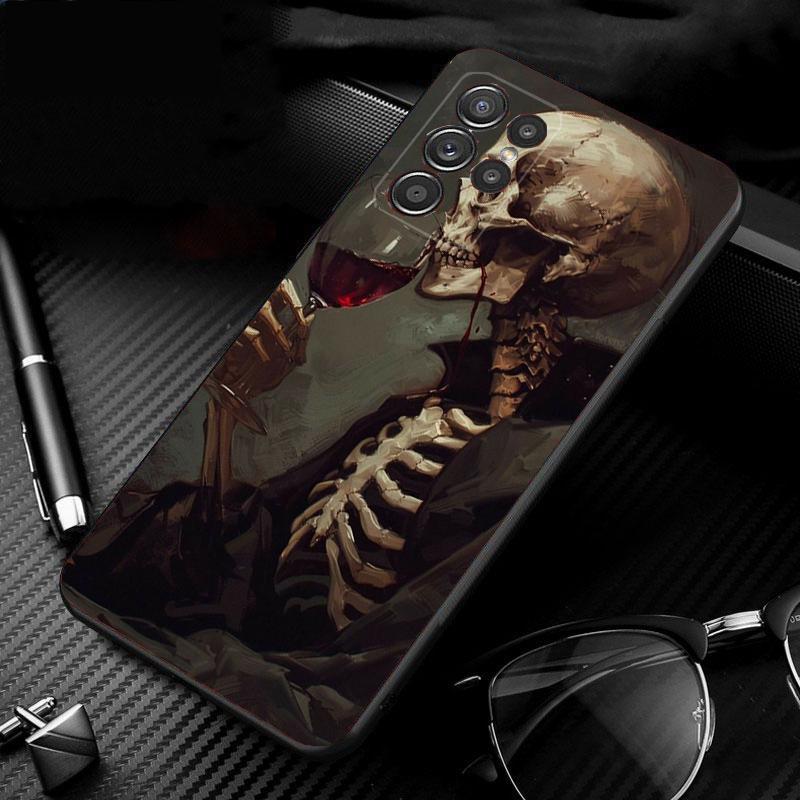 Phone Case For Samsung Galaxy S25 S24 S23 S22 S21 Ultra S24 S23 S22 S21 S25 Plus S24 S25 FE Skeleton Art