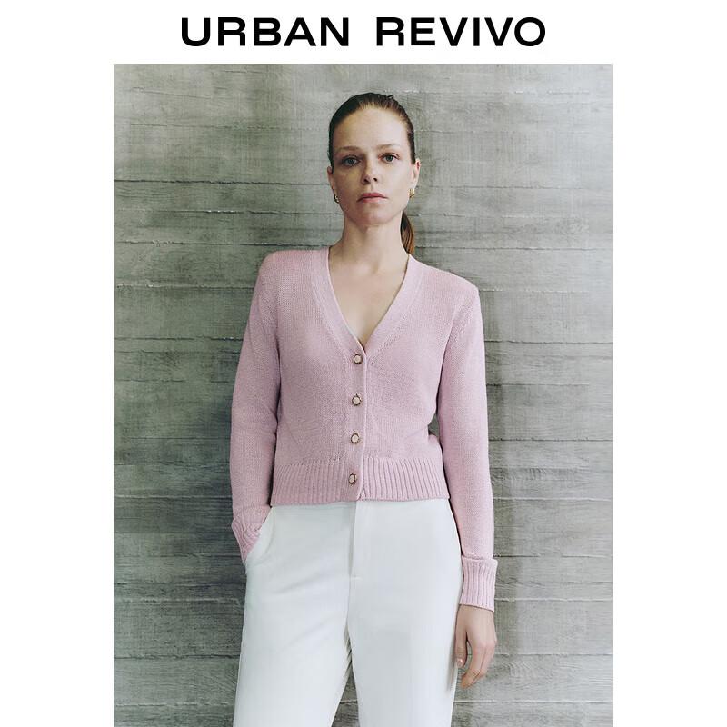 

UR 2024 Women s V-Neck Knit Cardigan with Metal Buttons XS