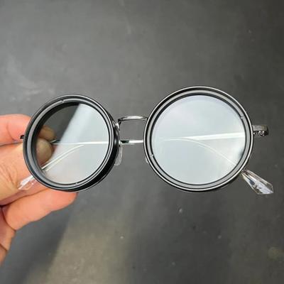 Rounded Polarized Glasses 1-9 Gears Adjustable Sunglasses with ND Filter Lenses Handcrafted Retro Glasses for Men Women
