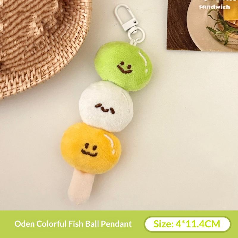 Cute Cartoon Oden Plush Keychain Creative Fun Simulated Food Doll Pendant Car Keychain Backpack Decorative Accessories Gift