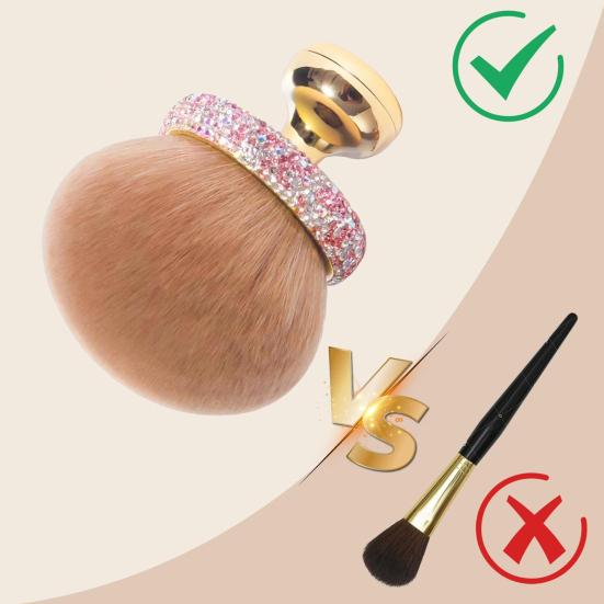 Mushroom Makeup Brush with Rhinestone Handle Multi-purpose Self Tanner Applicator Brush Loose Powder Blush Face Body Cosmetic Brush