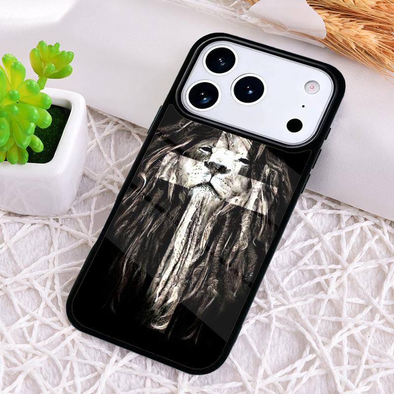 Lion Face Cross - Animal Phone Case for iPhone 17 Air 16 15 11 12 14 13 Pro Max Shockproof Cover