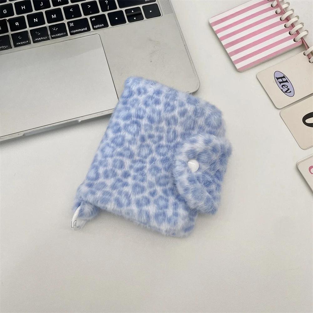 Korean Fashion Wallet Cute Pink Leopard Print Card Holder for Women Girls Portable Small Storage Bag