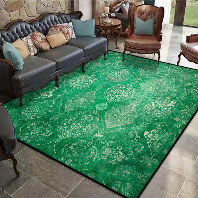 Green Persia Carpet Living Room Decoration Bedroom Non-slip Floor Mat Easy Clean Sofa Area Lounge Rugs Washable Entrance Mats