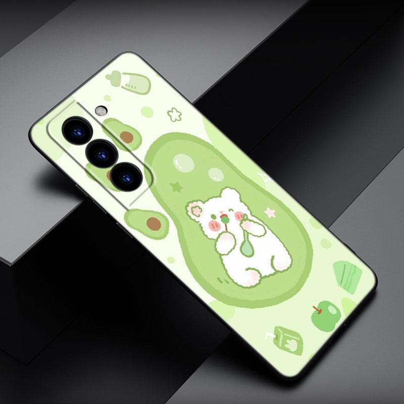 Husă de telefon drăguță din desene animate estetică avocado pentru Samsung Galaxy S22 Pro S21 S20 FE Ultra S10 Lite S10 S10E S9 S8 Plus husă neagră