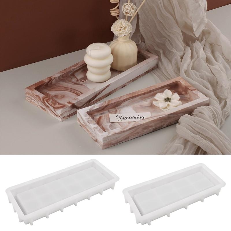Silicone Tray Molds for Resin DIY Rectangle Mold for Epoxy Casting Jewelry Holder Dish Mold Decorative Candle Tray Mold