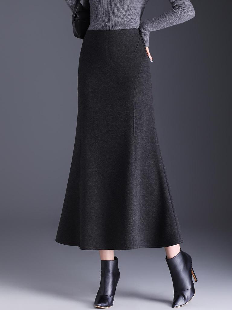 Collection Hiver 2025: Jupe Midi Moulante Queue de Poisson Taille Haute