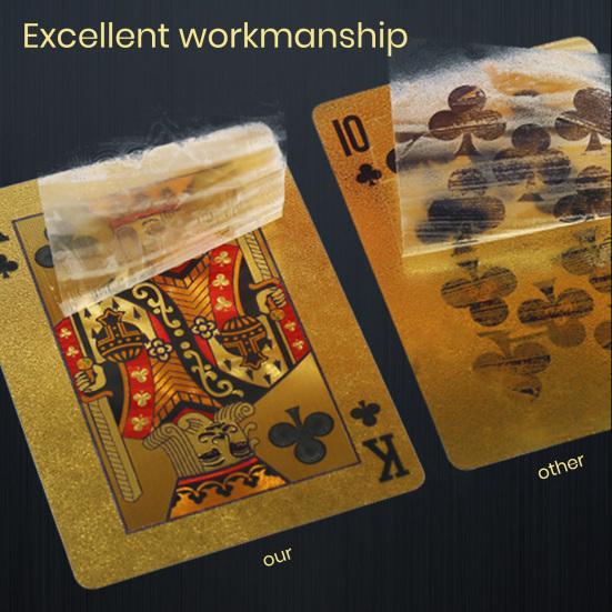 1 Deck Playing Cards Embossed Prints No Creases Portable Waterproof Plastic Cards Leisure Game Color Multiplayer Deck Game Golden