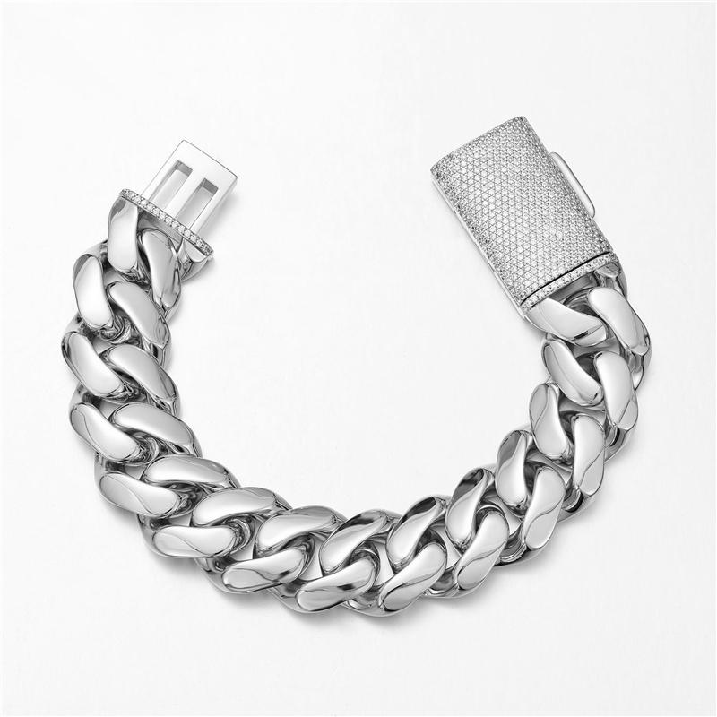 Hip Hop Bling CZ Jewelry High Polished Stainless Steel Cuban Link Chain 20mm Heavy Thick Chunky Cuban Chain Necklace for Men