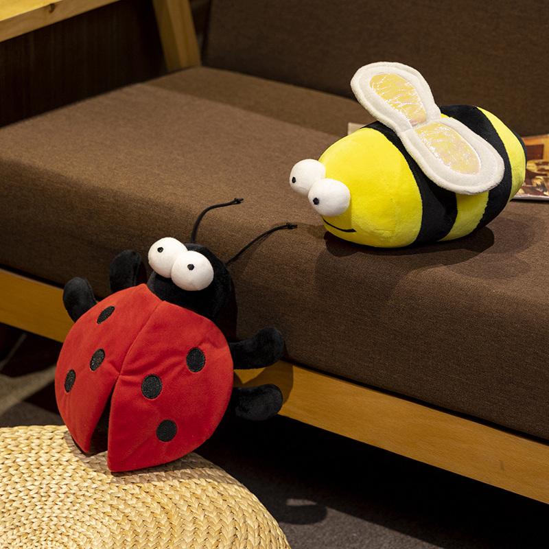 Cartoon Bunte Marienkäfer Plushies Puppe Weiche Kuscheltiere Biene Plüsch Spielzeug Insekten Kissen für Kinder Geburtstagsgeschenke