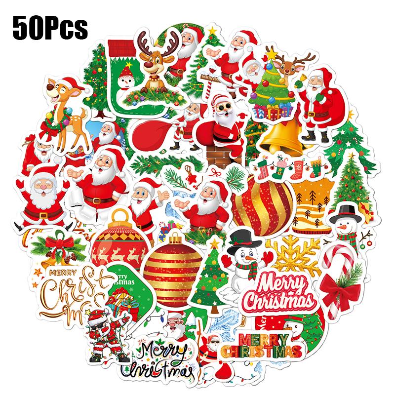 

50Pcs Holographic shinny Christmas Graffiti Stickers Decals Party Decor DIY Guitar Notebook Luggage Kid Gift Waterproof Sticker