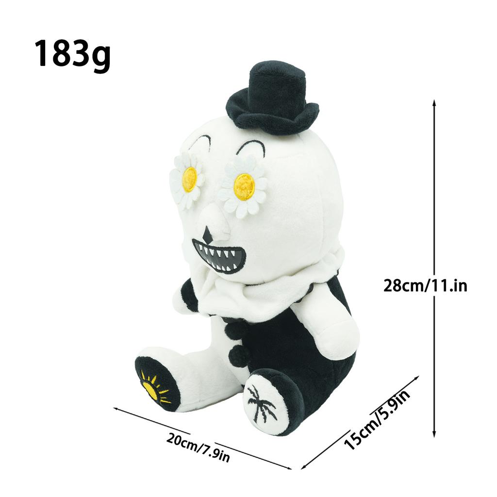 Peluche Giocattolo Clown Spaventoso Gelato Cappello a Cilindro Nero Occhi Girasole Bambola Morbida Imbottita per Collezioni di Feste