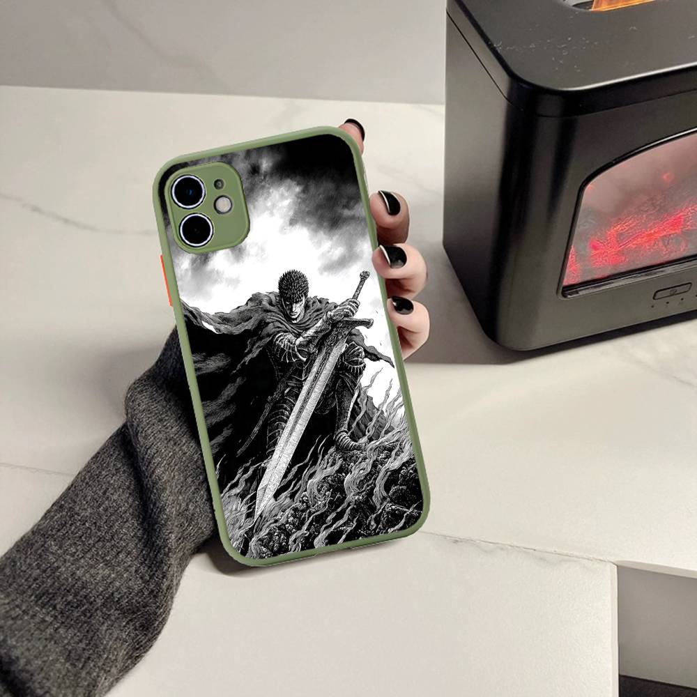 

Berserk Guts Hot Anime Matte Translucent Phone Case For iphone 16 ProMax 15 14 13 12 11 X XS PRO Plus iphone 13 pro