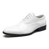 New Men's White Black Pointed Lace Up Business Flats Derby Shoes Male Luxury Designer Homecoming Wedding Dress Footwear