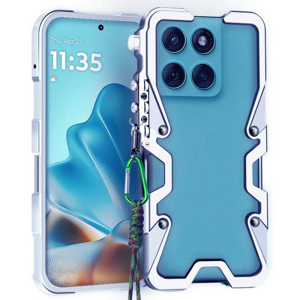 Dla Motorola Edge 60 Pro 5G Etui Bumper Metalowe ze Stopu Aluminium Osłona na Telefon z Paskiem