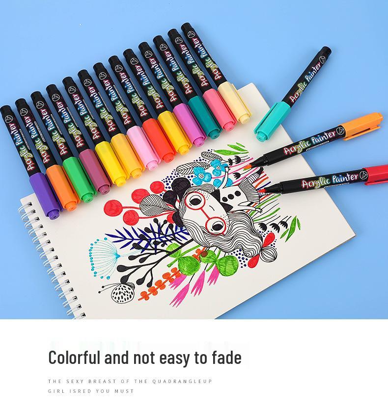 Guan Na 7100 Water-Based Acrylic Marker Set - 36 Color Soft Tip for Stone & Doodle Painting