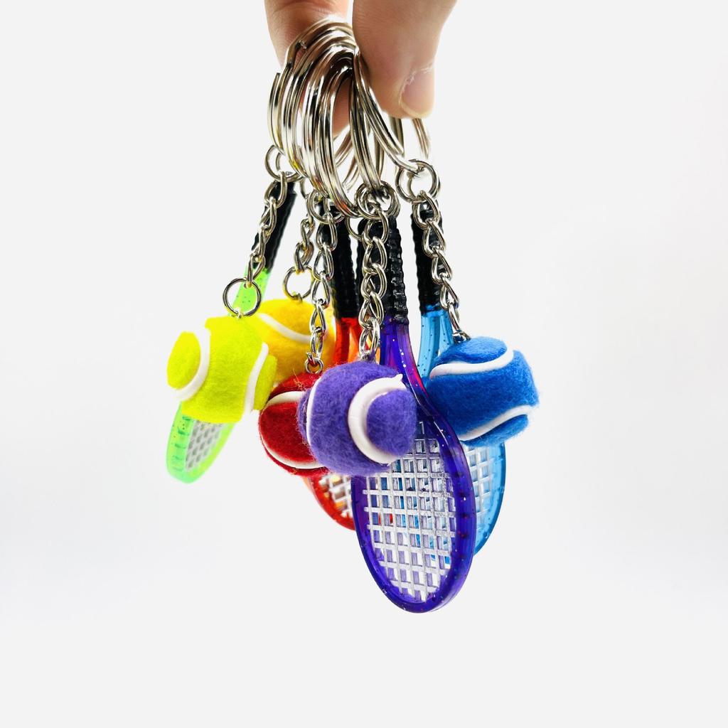 Cross-Border Tennis Racket Keychain Pendant - Mini Tennis Racket Keyring Gifts