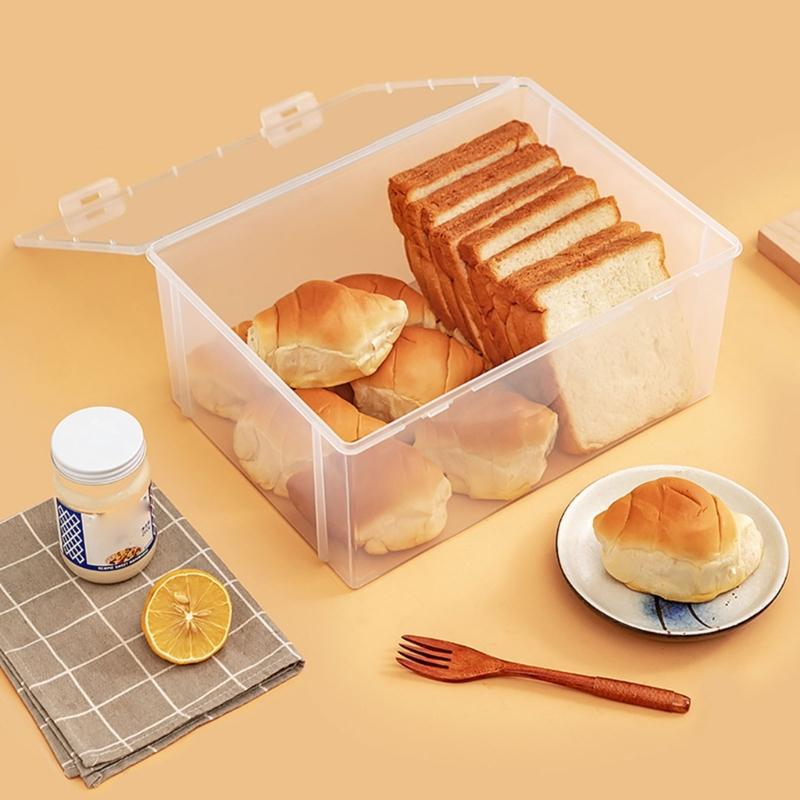 Clear Bread Storage Box with Lid Multifunction Organize Box Household for Kitchen Dining Room Sealing Holder
