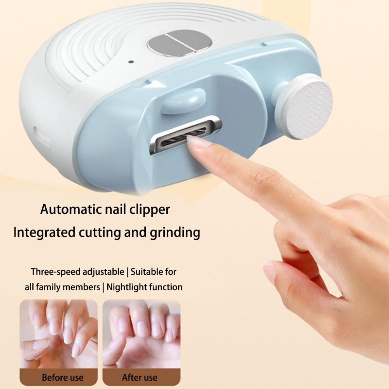 Rechargeable Nail Clippers Grinder With 360Degree Rotating Head 3Speed Mode LED Light For Professional Home Manicures