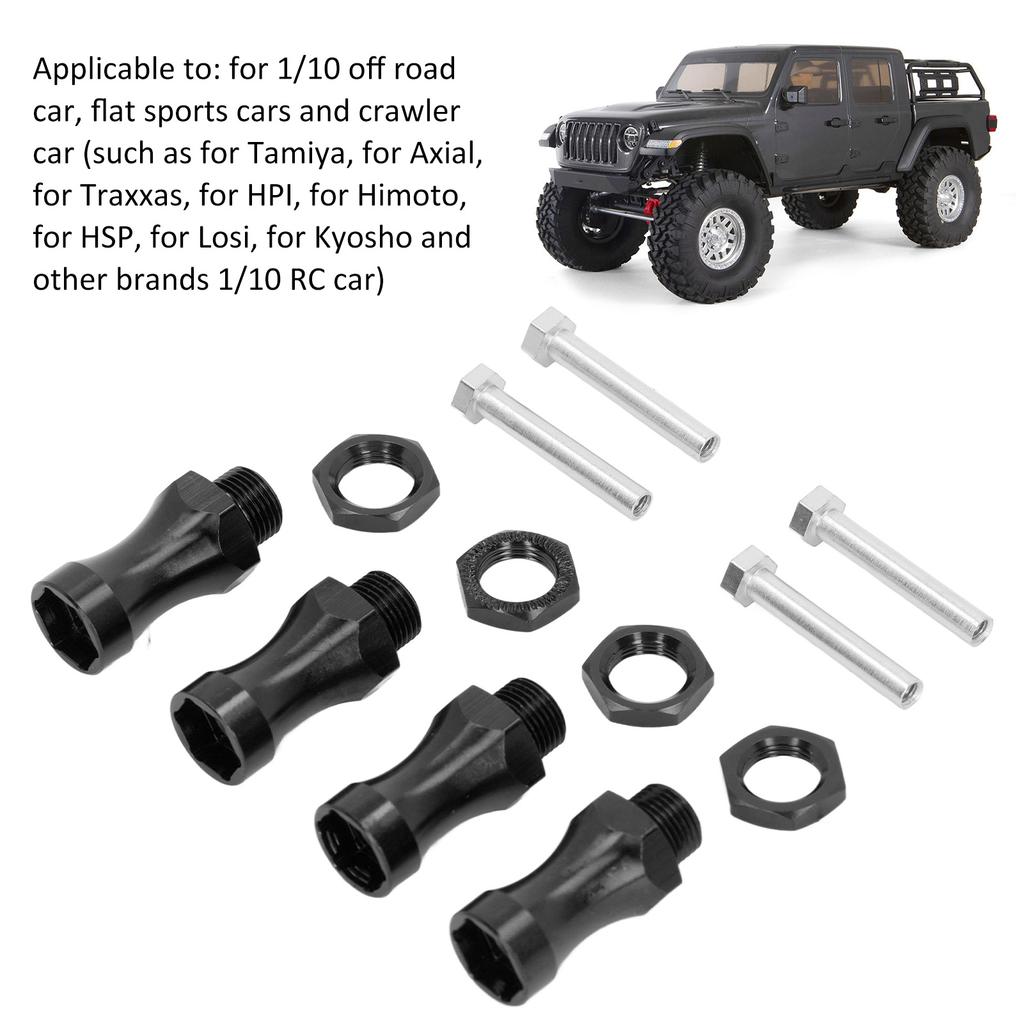 RC 12mm to 17mm Metal Wheel Extension Hex Conversion Adapter Widener 30mm for 1/10 Off Road RC Car Black