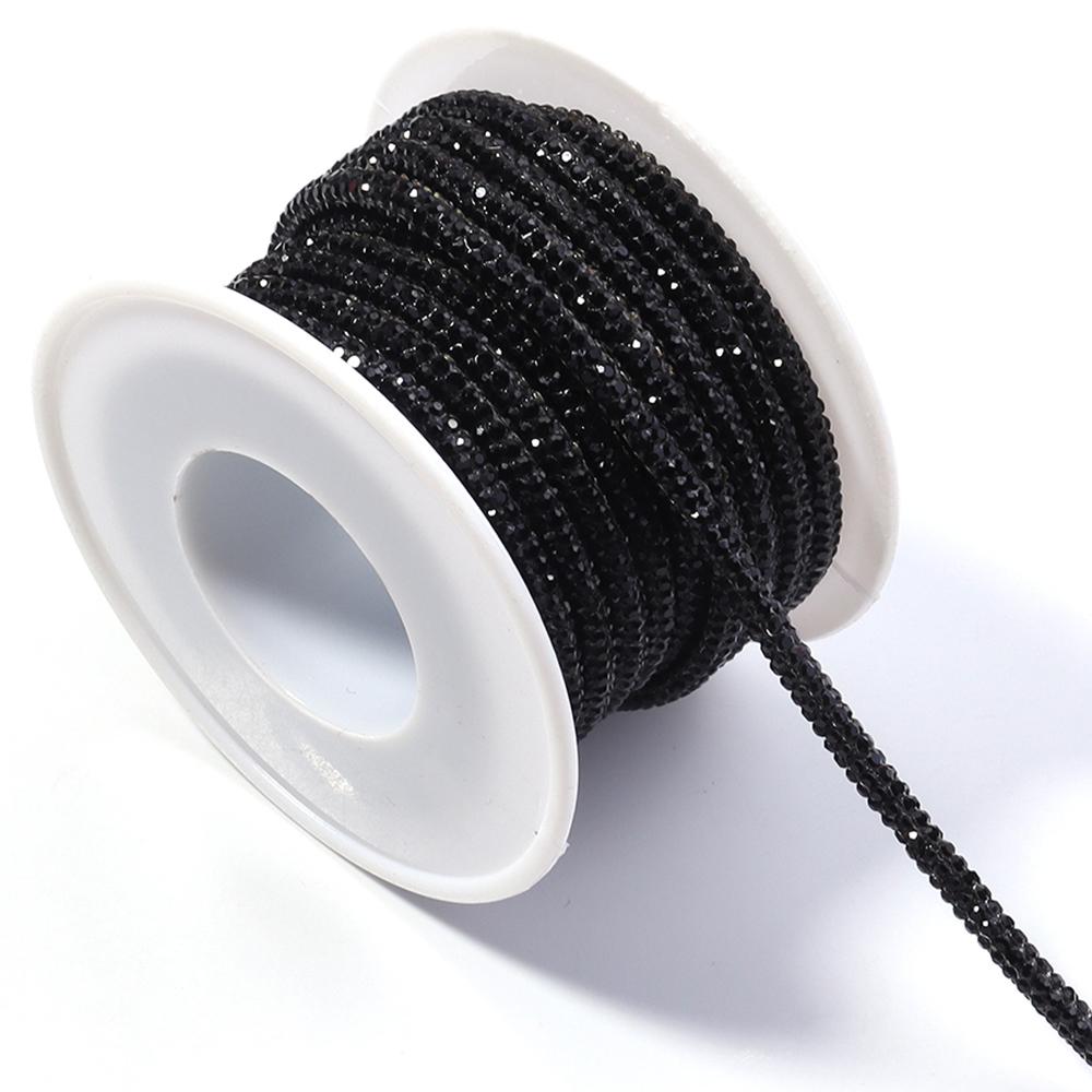 5Yards/Lot 4mm Glass Rhinestones Rope Round Tube Glitter Diamond Cord For DIY Jewelry Making Headwear Shoelace Decoration