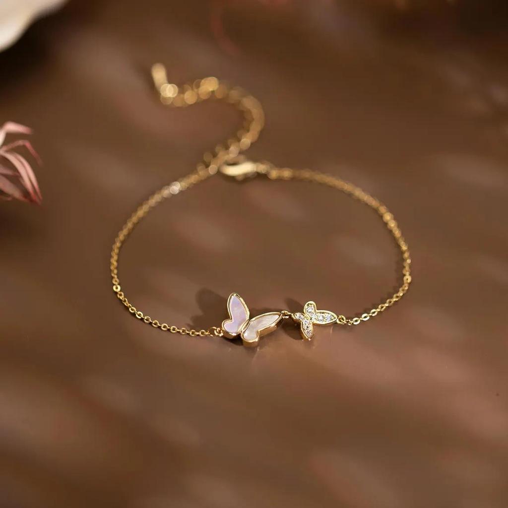 Silver Yuan Tong S925 Luxury Butterfly & Mother-of-Pearl Bracelet for Women