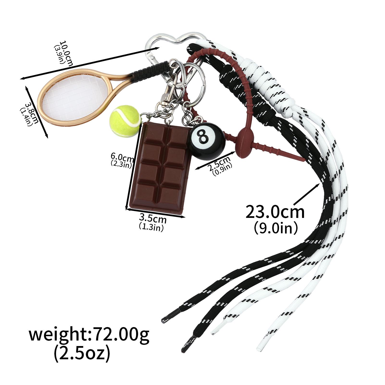 Zwarte 8-Ball Biljart Tasbedel voor Dames Heren Tennis Sport Donkere Chocolade Tas Hangers Miu Accessoires Beste Cadeau Tasbedel black
